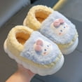 thumbnail image 2 of Kids Memory Foam Slippers Boys Girls Warm Fuzzy Lined Indoor Non- House Shoes with Cartoon Designs for Toddler Children Winter Comfort,Color:Blue,Size:5.5-6 Years, 2 of 3
