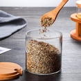 thumbnail image 4 of Tarro de vidrio transparente con tapa de bambú y cuchara de madera, lindo azucarero, bote de almacenamiento de sal de baño, recipiente para condimentos, bote para condimentos, 4 of 5