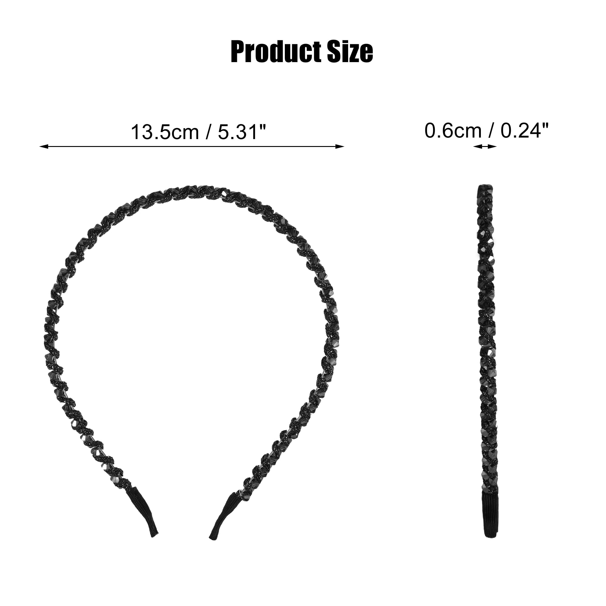 Unique Bargains 1Pc Rhinestone Hair Hoop Headband Hairband for Women 0.24 Inch Wide Black