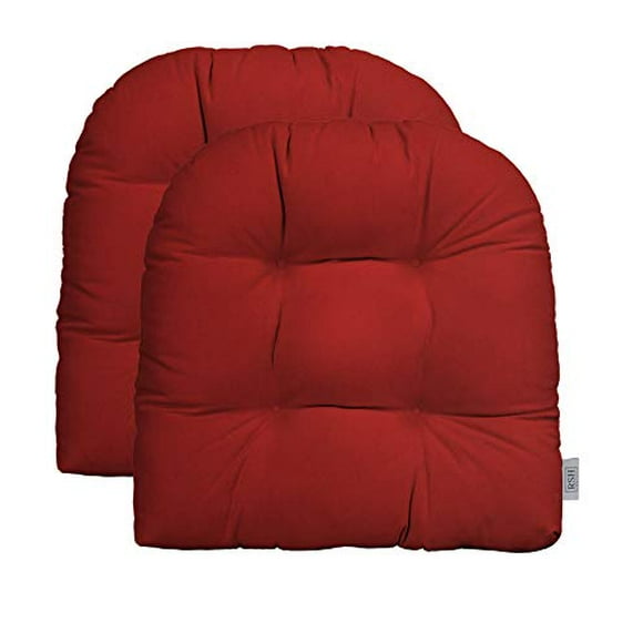 RSH Décor Sunbrella Indoor Outdoor 2 pk Wicker Patio Chair Seat U-Shape Cushion Pillow Water Resistant Pad - Choose Color (Canvas Jockey Red)