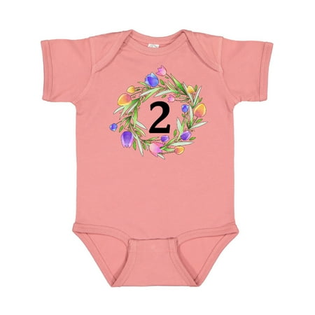 

Inktastic 2nd Birthday Tulip Flower Wreath Gift Baby Boy or Baby Girl Bodysuit