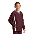 thumbnail image 4 of Sport-Tek Youth Tipped V Neck Raglan Wind Shirt-L (Maroon/White), 4 of 6