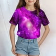 thumbnail image 2 of TOWED22 Girls Short Sleeve T Shirts Summer Tops Kids Lace Pleated Tees 5-14 Years(Dark Blue,12-13 Y), 2 of 4