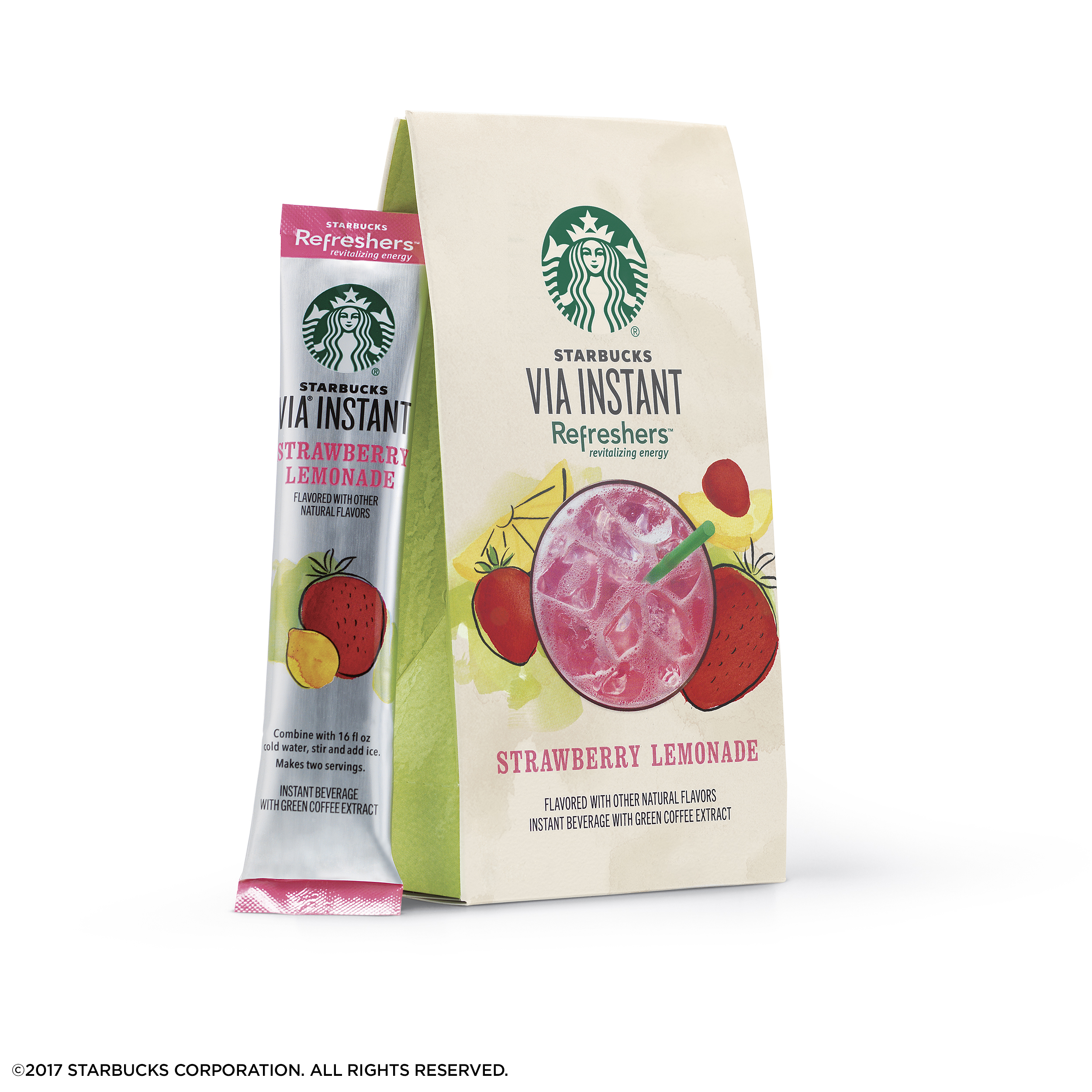 Starbucks VIA Instant Refreshers Flavored Packets — Strawberry Lemonade — 1 box (6 packets) - image 2 of 7