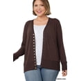thumbnail image 2 of Zenana Women's Classic Front V-Neck Thin Snap Button Down Long Sleeve Ribbed Knit Cardigan, 2 of 4
