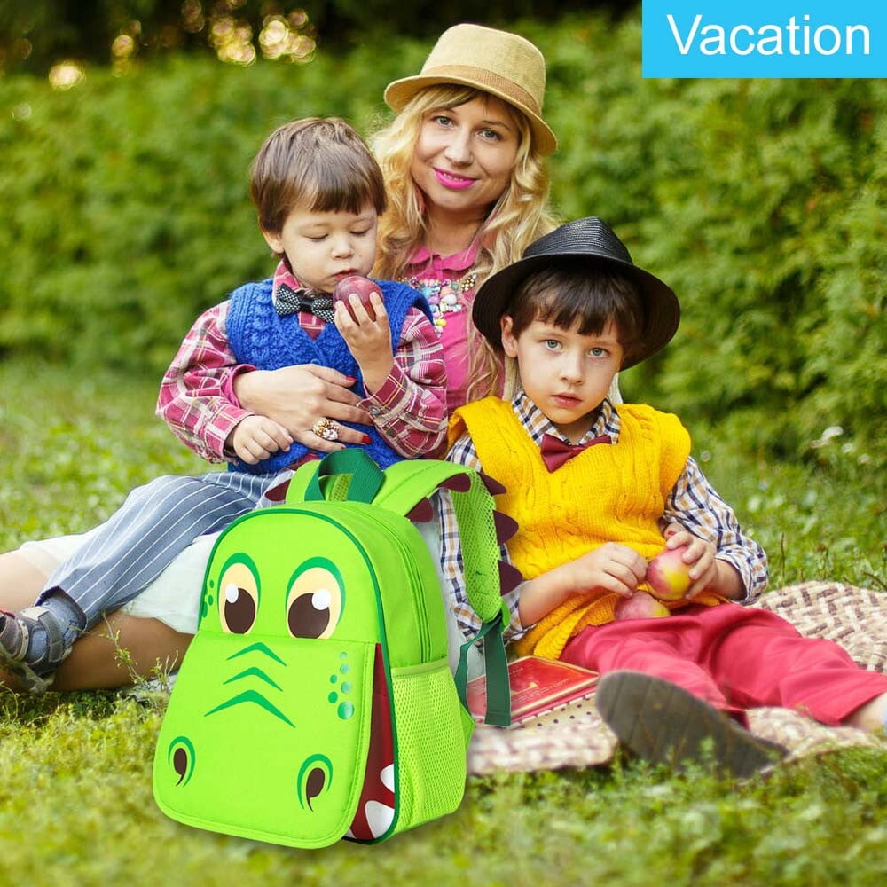 AGSDON 3PCS Toddler Backpack and Lunch Box for Boys, 12" Dinosaur Preschool Kids Bookbag, Cute Animal Kindergarten Schoolbag