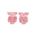 thumbnail image 2 of BemeyourBBs Baby Girls Romper, Fly Sleeve Crew Neck Bows Boots Print Bodysuit, 2 of 9