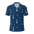 thumbnail image 2 of Daiia Lighthouses and Anchors Pattern Men’s Polo Shirts,Solid Deck Shirt,Classic Fit, Breathable Cotton Polo for Casual and Sport Wear-Medium, 2 of 7