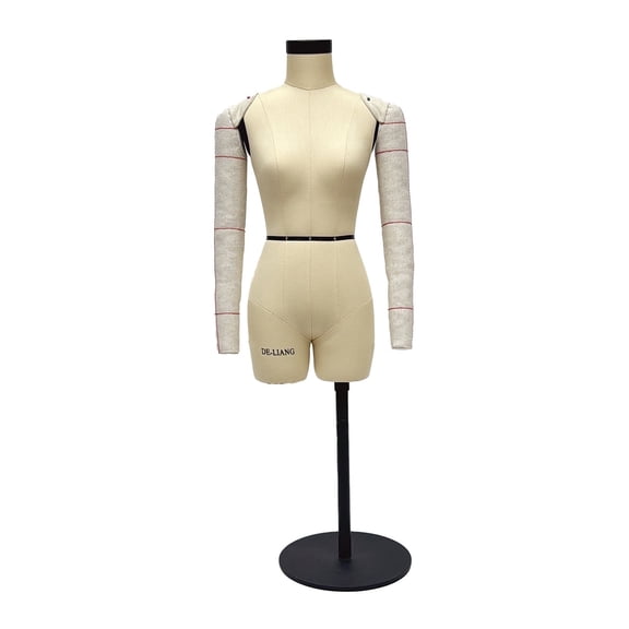 DE-LIANG Half Scale Dress Form（Not Adult Full Size） 1:2 Miniature Sewing Half Size Mannequin Not Fully Pinable Dressmaker Dummy 43cm Body Height Female Torso Tailor Model for Draping Beige