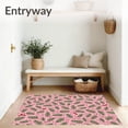 thumbnail image 3 of ODIKA 3'x5' Machine Washable Non-Slip Area Rug, Artisan Evergreen Boughs and Berry Cluster High Traffic Rug with Pad, Pink, 653197, 3 of 8