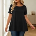 thumbnail image 4 of ClodeEU Plus Size Women's Round Neck Short Sleeve Tunic Top,Casual Loose A Line Flared Hem Solid Swing Blouse ,Women's Plus XXXXL, 4 of 6