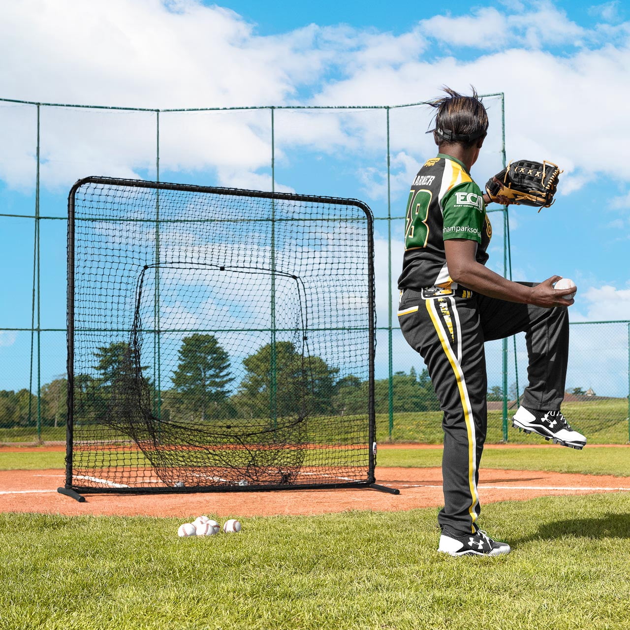 FORTRESS 7ft x 7ft Baseball Sock Net Screen – Heavy-Duty Galvanized Steel Frame with Double-Layered UV-Stabilized Netting – Ideal for Batting and Pitching Practice