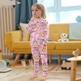 thumbnail image 5 of Dailycode Cotton Pajama Set Snug Fit Long Sleeve Top and Pants for 18M-8Y Cute Bear with Flower and Rainbow, 5 of 7