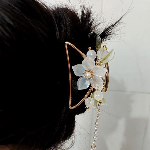 Pinzas para el pelo de estilo vintage con forma de flor, de metal, a la moda, con borlas, accesorios para el cabello para mujeres y niñas