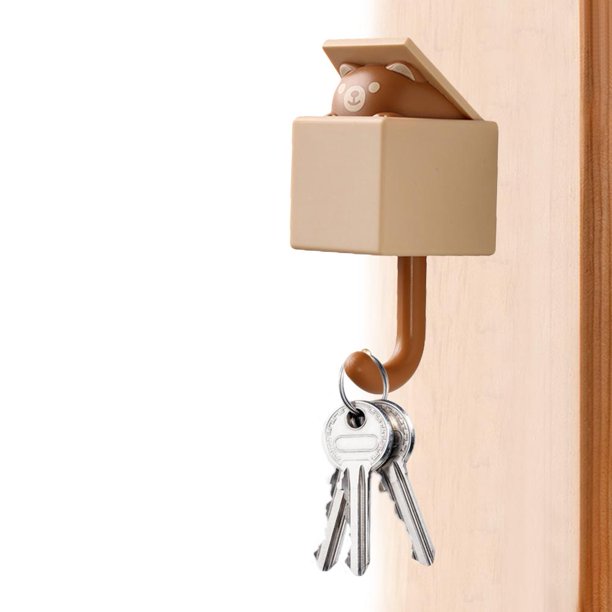 Gancho de animales de dibujos animados, perchas decorativas de pared bonitas, gancho para decoración del hogar (marrón claro) Sywqhk Libre de BPA