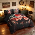 thumbnail image 2 of Manfei USA Flag King Bedding, Forest Deer Family Silhouette King Bed in a Bag, Red Black, Black Reversible 7-Piece, 2 of 6