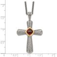 thumbnail image 3 of 14K/Silver Two-Tone Sterling Silver With 14K Garnet Cross Necklace Made In Thailand qtc247, 3 of 5