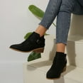 thumbnail image 3 of Modisza Women's Ankle Boots Chunky Low Heeled Short Booties Buckle Side Zipper Suede Dress Western Fall Work Shoes Black 8, 3 of 8