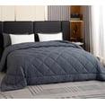 thumbnail image 2 of 120x132   Comforter  Season   Size Microfiber Comforter Quilted Down Alternative Duvet Insert with 8 Corner Tabs 120 x 132 Dark Grey, 2 of 7