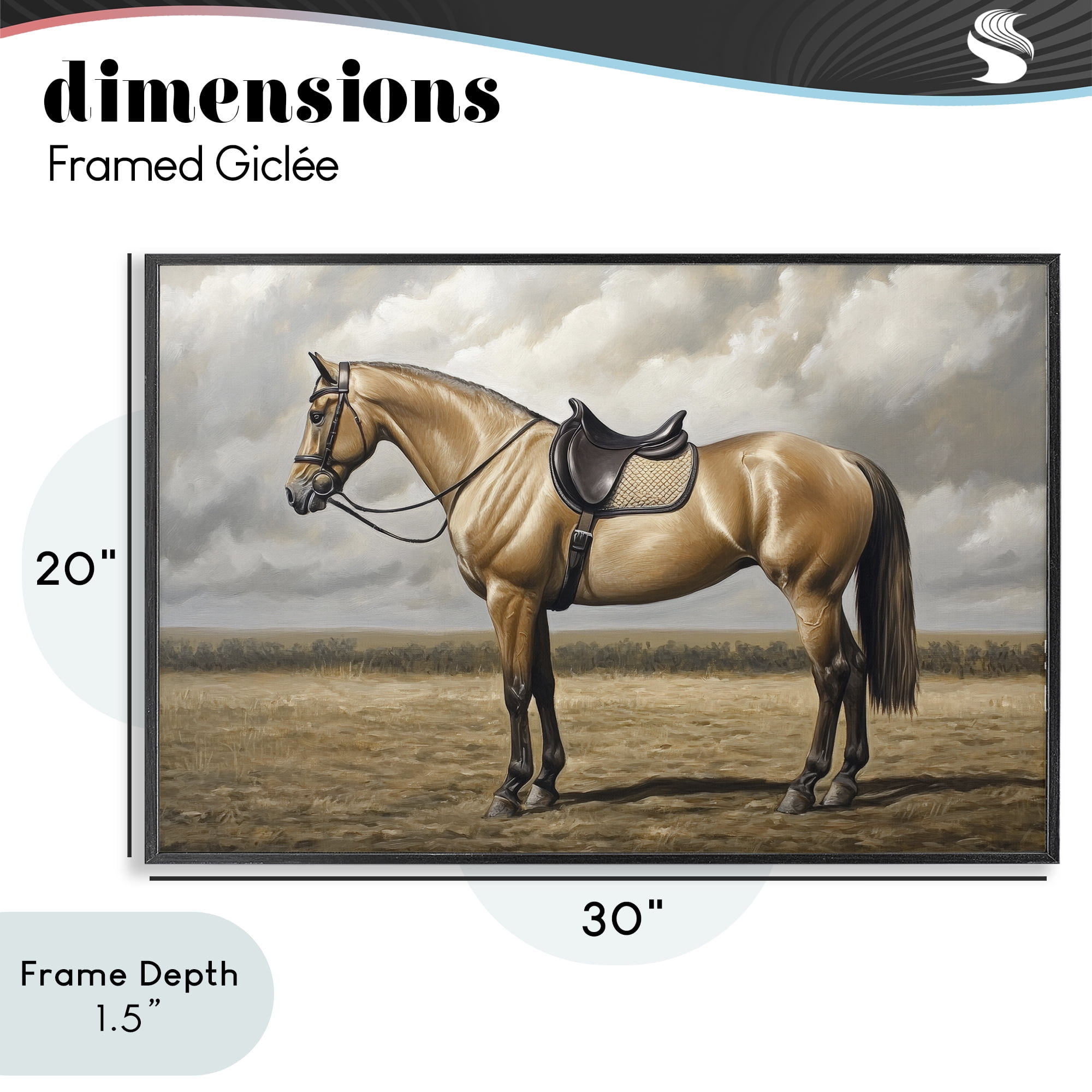Stupell Industries Shiny Mare Saddled Up Black Framed Giclee Art, design by Petal Prints Design