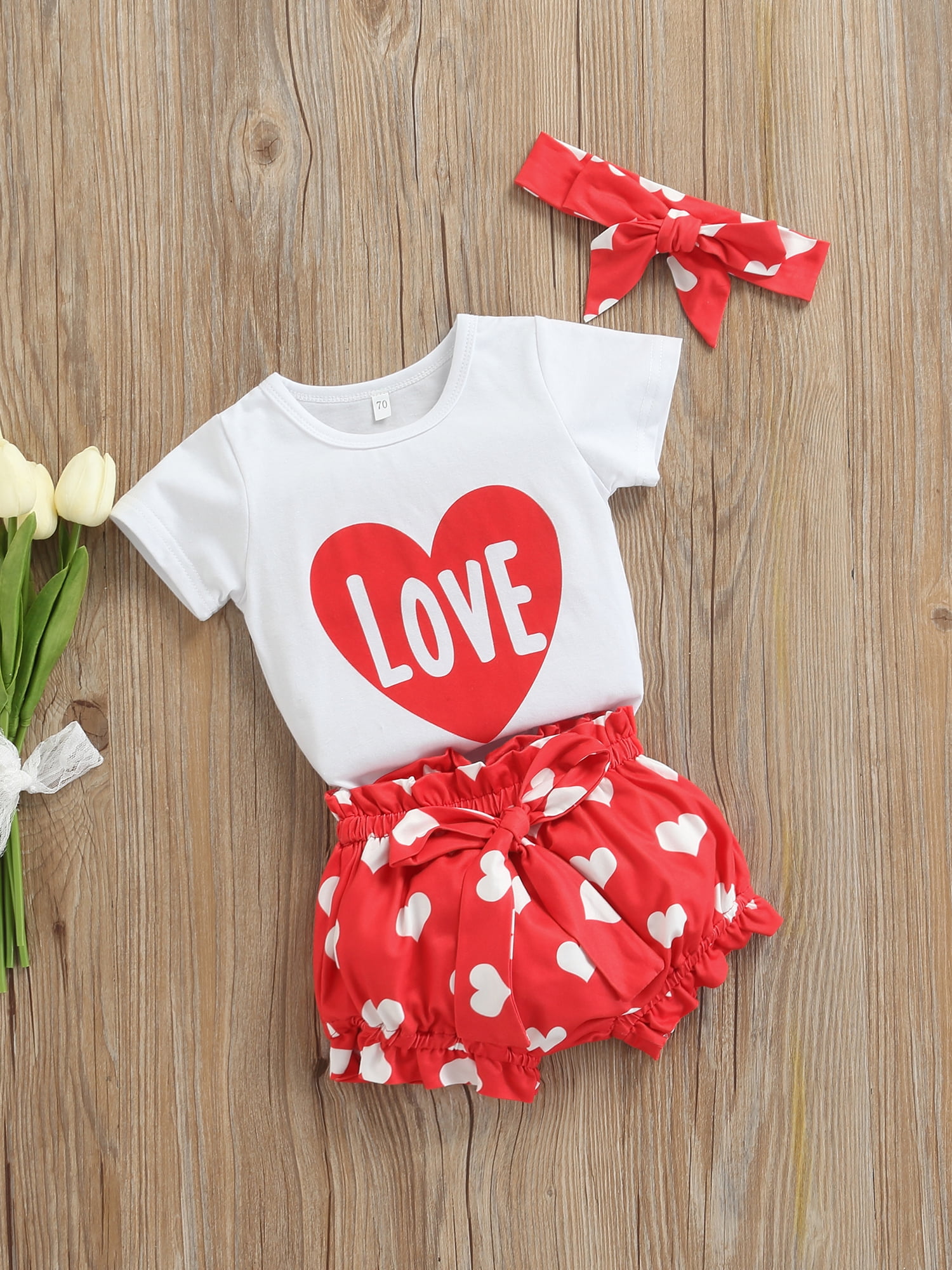 3pcs Baby Boy 95% Cotton Short-sleeve Love Heart & Letter Print Romper and Pants with Hat Set