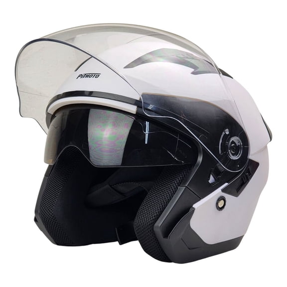 PITMOTO Open-Face Motorcycle Helmet. DOT, Model PM-768. -Matte White-Medium