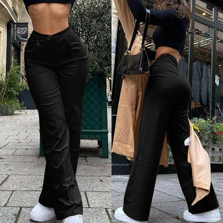 Womens Cropped Pants Casual Petite Comfortable Pants for Women Casual Wide  Fit Straight Business Casual Leg Solid Pant Color Pants Office Women's Work  Suit Pants Lightweight 