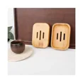 thumbnail image 2 of Jabonera de madera natural de bambú para baño, cocina, esponjas, accesorios de almacenamiento, 2 piezas, marrón, 2 of 5