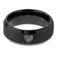 thumbnail image 2 of Tungsten Floral Paisley Heart Shaped Band Ring 8mm Men Women Comfort Fit Black Beveled Edge Brushed Polished, 2 of 4