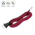 thumbnail image 3 of Uxcell 6Ft 18/2 Cloth Covered Lamp Cord with Plug, 2 Pcs Vintage Electrical Lamp Cord with Stripped Ends for Extension Wiring DIY Repairing, Wine Red, 3 of 7