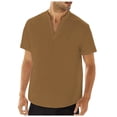 thumbnail image 5 of Men's Short Sleeve Graphic Tshirts Lapel Neck Solid Color Blouse Workout Tees Shirt Plus Size Cool Vacation Retro Button Down Shirts, 5 of 6