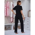 thumbnail image 4 of ebukurty Black Pajama Sets for Women 2 Piece Short Sleeve Boutton-up Sleepwear, Sizes S-XL, 4 of 8