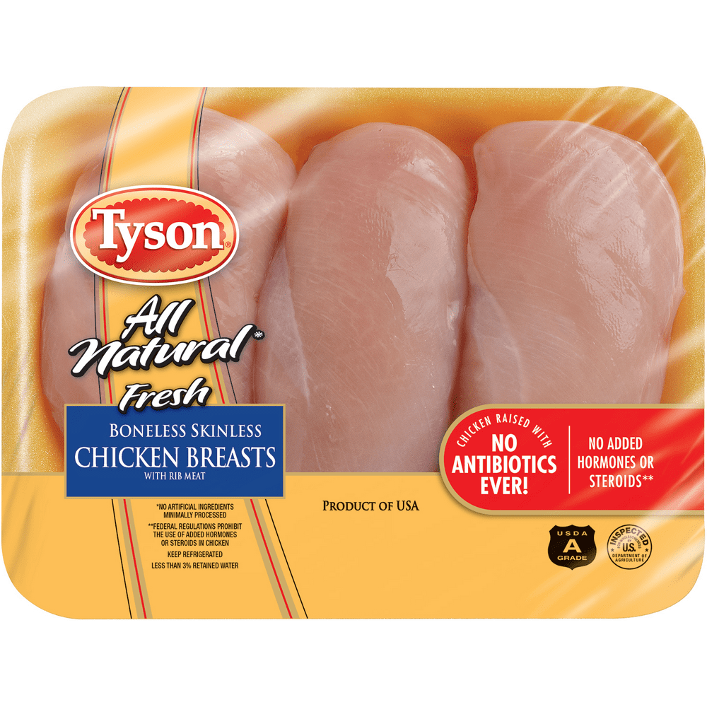 Tyson® All Natural* Boneless Skinless Chicken Breasts, 1.75 3.0 lb