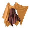 thumbnail image 2 of FcBaudy Robe Mi-Mollet à Manches Longues et Col Rond, Robes d'Été pour Femmes, Costumes Féminins, Robe Corset Rétro Gothique à Manches Longues, Robe Mi-Mollet à Col Rond pour Femmes, 2 of 7