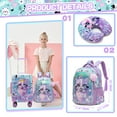 thumbnail image 3 of Kids Carry on Luggage Sets for Girls with Travel Neck Pillow School Backpack,Pink Suitcases with Wheels Hardshell Suitcase Set Airline Approved 16 Inch, 3 of 7