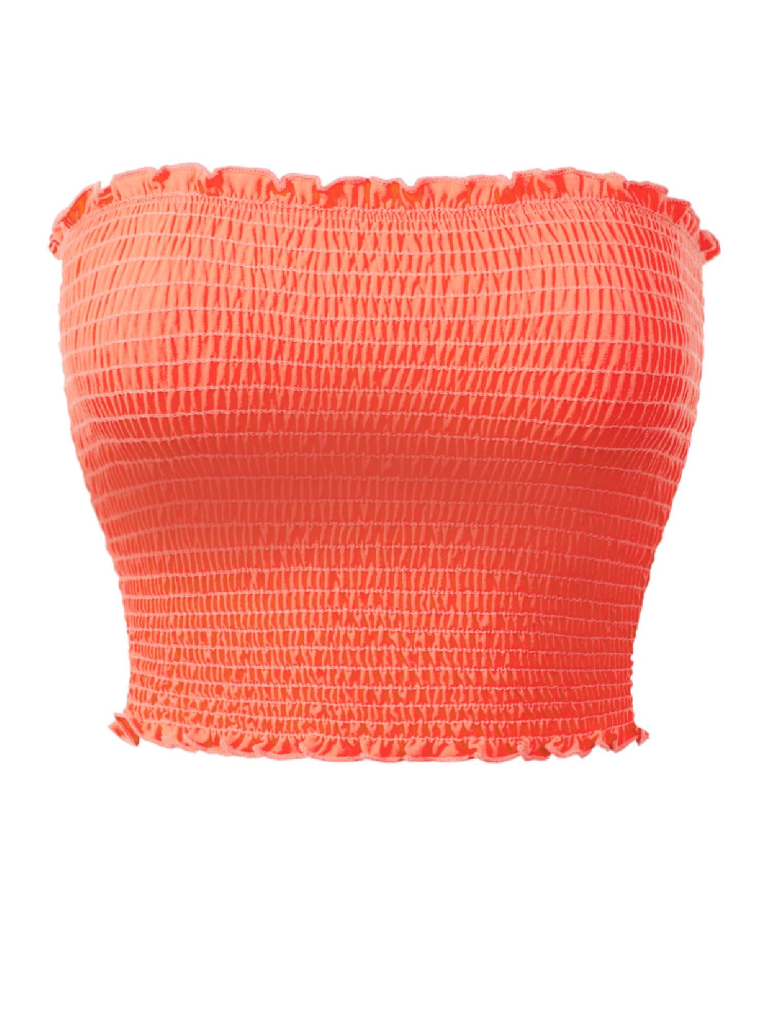MixMatchy Women's Solid Strapless Smocked Summer Bandeau Tube Crop Top - Walmart.com