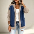 thumbnail image 5 of Daiosportswear Cardigan Sweaters for Women Long Sleeve V Neck Button Up Knit Loose Color Block Outwear Coats Khaki, 5 of 9