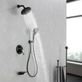 thumbnail image 3 of AWZTOO Wall Mount Tub Shower Faucet With Rough-in Valve Complete Shower System With Handheld And 8 Inch Shower Head Combo Kit Trim Set Brushed Gold, 3 of 5