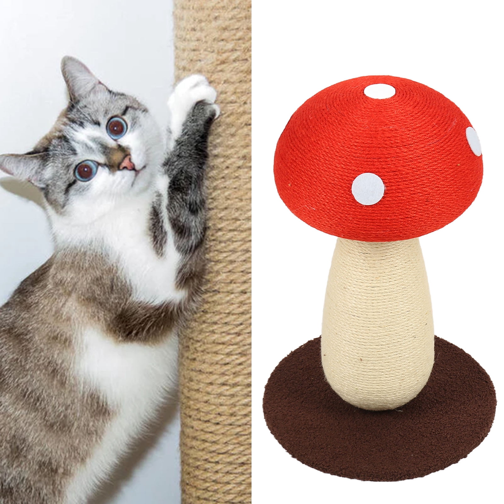 Riousery Mushroom Shaped Cat Scratch Pad Paw Grinding Soft Skin Friendly Sisal Interactive Cute Cat Scratching Post for Kitten 16.54 in / 42 cm
