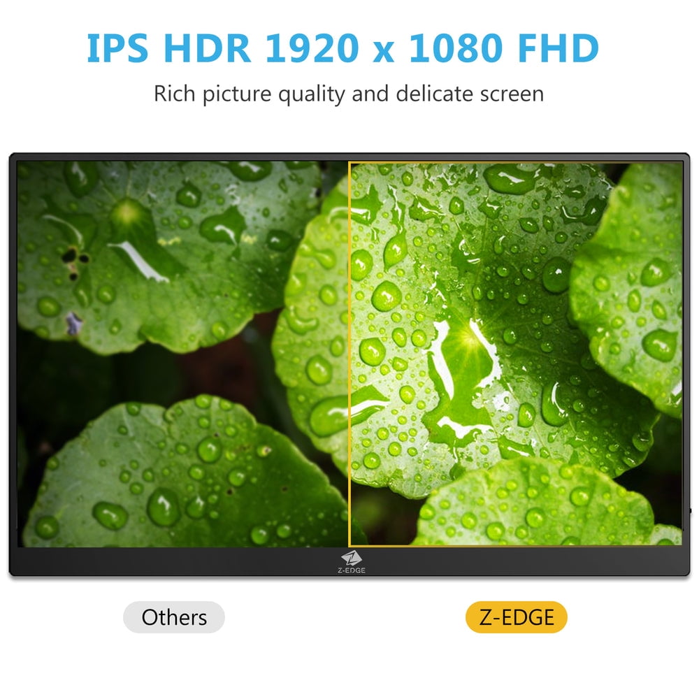 Z-EDGE 15.6 Inch 1080P IPS HDR Portable Monitor Laptop Screen Extender W/ HDMI USB-C Office Monitor