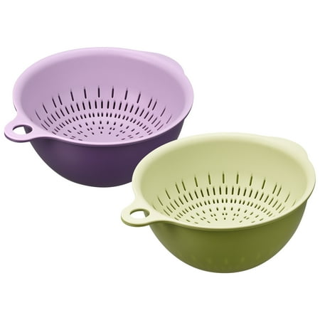 

Unique Bargains Strainer Colander Bowl Set Double Layer Drain Basin Basket Green purple 28cm x 23.5cm x 11cm