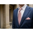 thumbnail image 3 of Necktie and Pocket Square Set for Men Orange Powder Blue Patterned for Suit Jacket Tie Set Extra Long 63", 3 of 7