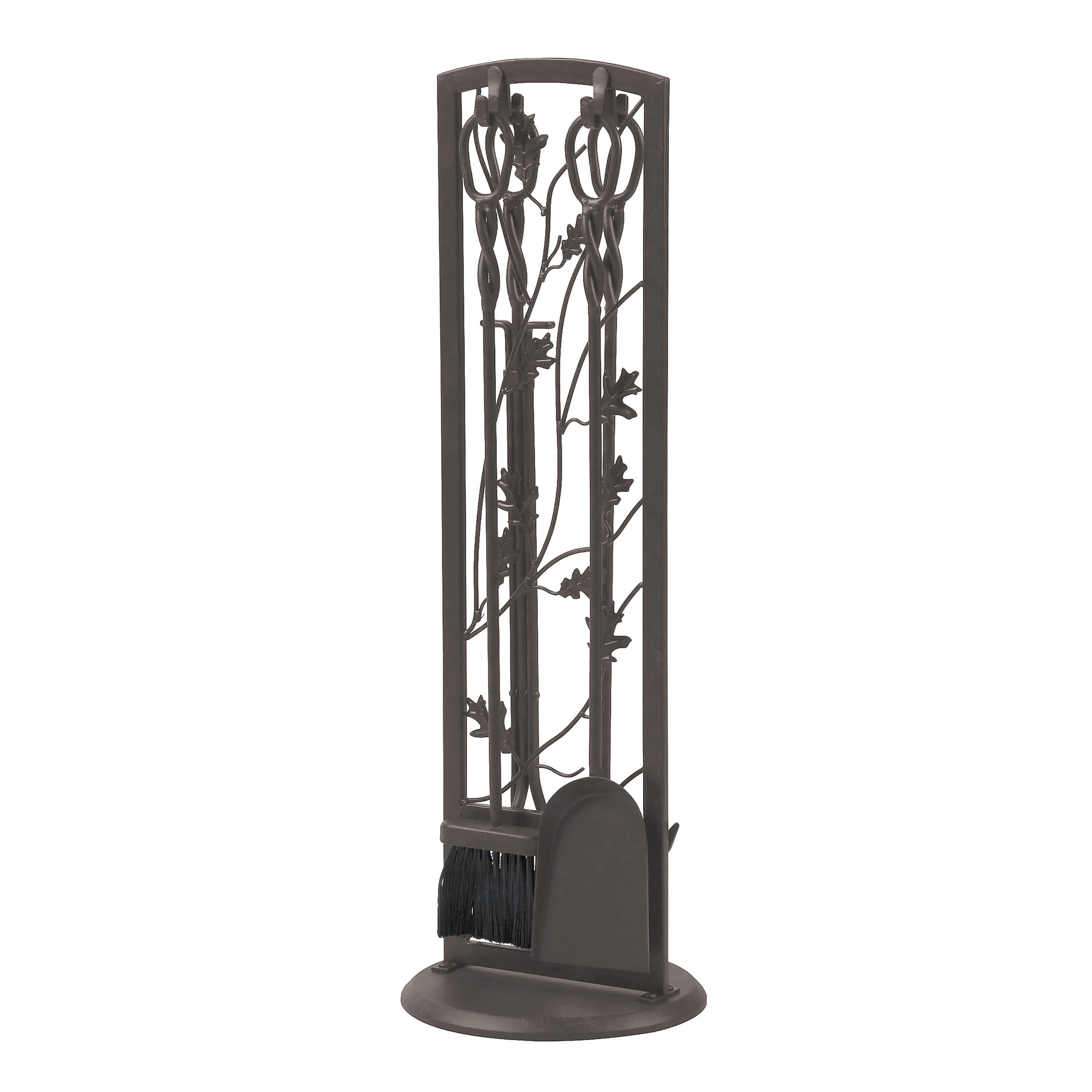 Panacea Oak Leaf Fireplace Tool Set, 5 Piece, Dark Brown