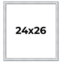 24x26 Frame Sterling Silver Solid Wood Picture Frame | 1.25 Inch Moulding Width | 0.75 Inch