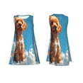 thumbnail image 7 of Honeii Blue Sky Cloud Puppy Print Women's Sleeveless Dress, Loose Fit Casual Dress for Women, Summer Fashion Dress, 7 of 7