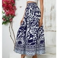 thumbnail image 7 of Womens Maxi Skirt 2025 Casual Flowy Elastic High Waist Long Skirts with Pockets Summer Beach Style Blue M, 7 of 7
