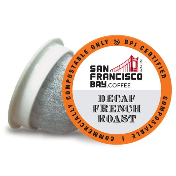 San Francisco Bay Compostable Coffee Pods - DECAF French Roast (120 Ct) K Cup Compatible including Keurig 2.0, Dark Roast, Swiss Water Processed