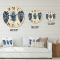 thumbnail image 4 of Designart 'Tropical Leaves In Classic Blue ' Tropical Wood Wall Clock, 4 of 5