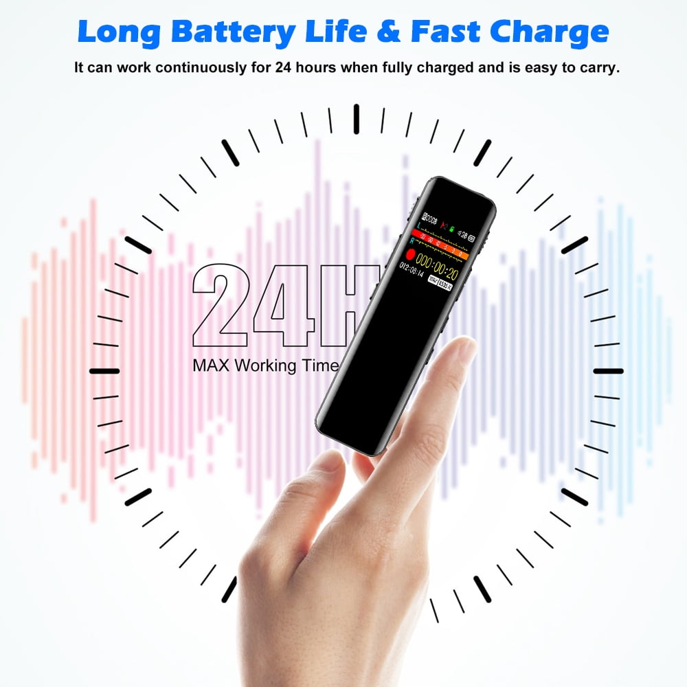 RONY 64GB Digital Voice Recorder with Noise Reduction, Playback, Password  MP3- Professional Voice Activated Recorder for Meetings Lectures Interviews Classes, Black, USB Included