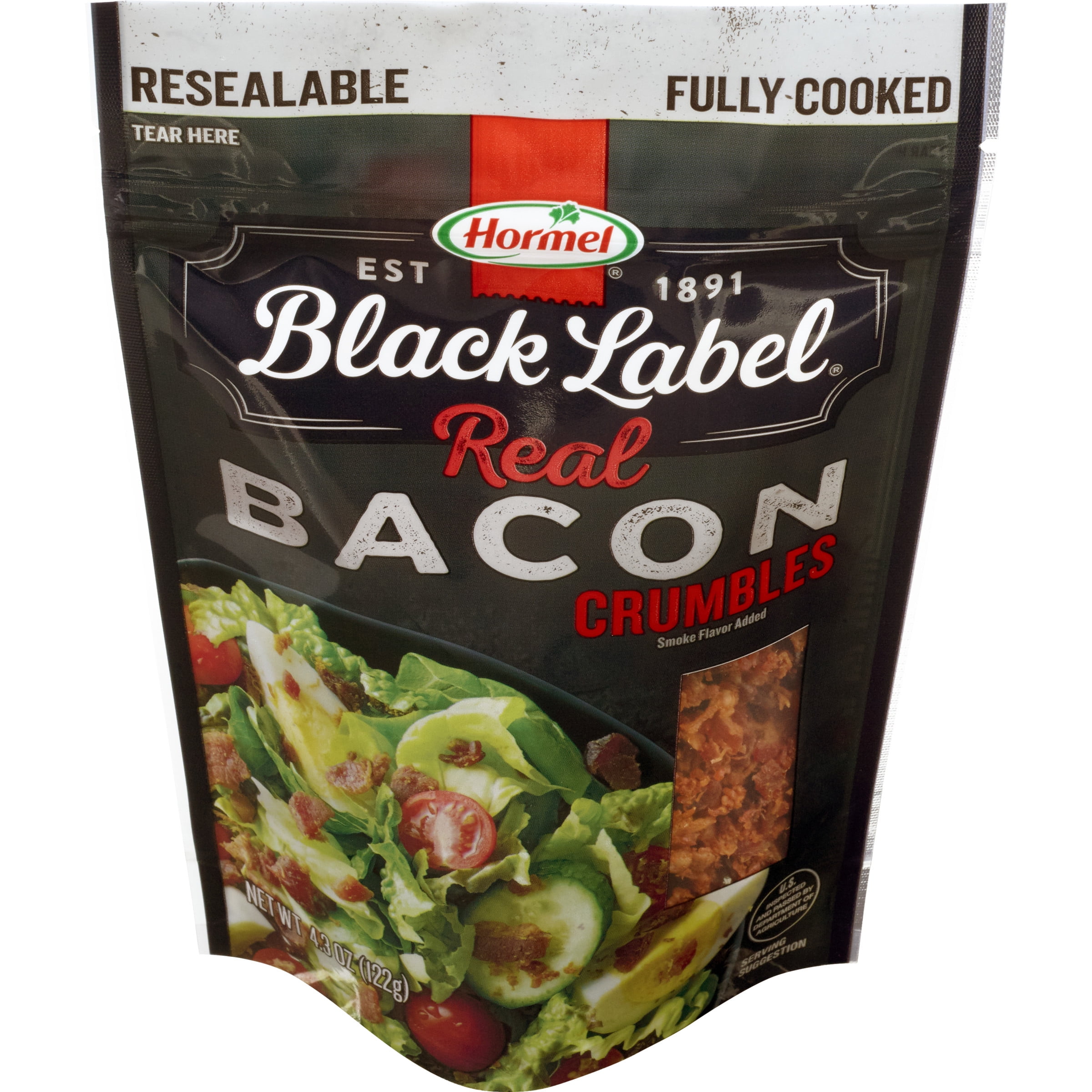HORMEL BLACK LABEL Real Pork Bacon Crumbles Topping, 25 Calories per Serving, 4.3 oz Plastic Pouch